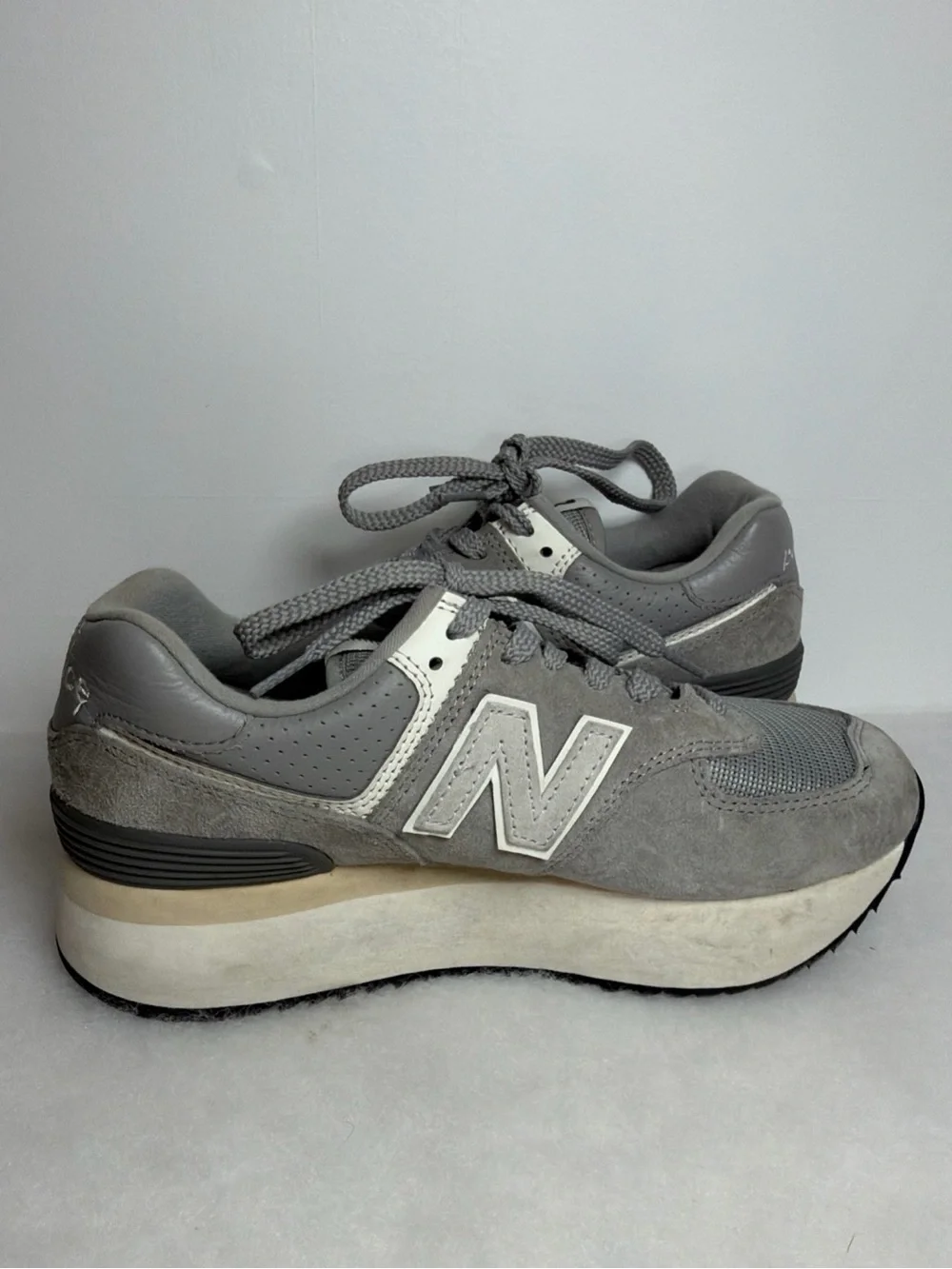 New Balance 574+ Shadow Grey Womens - Size 7.5 Platform
